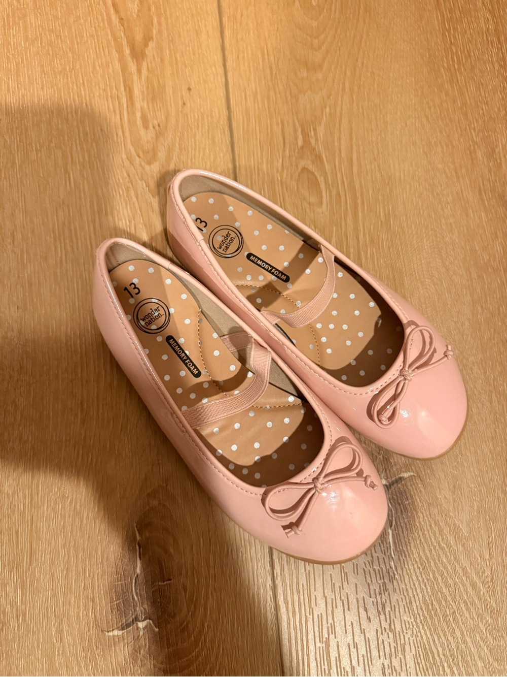 Girls' (13) Wonder Nation Pink Ballet Flats with Bow